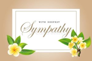 Condolences Sympathy Card Floral Frangipani Plumeria Bouquet Lettering Yellow Green Leaves Golden Vector Template 148353254
